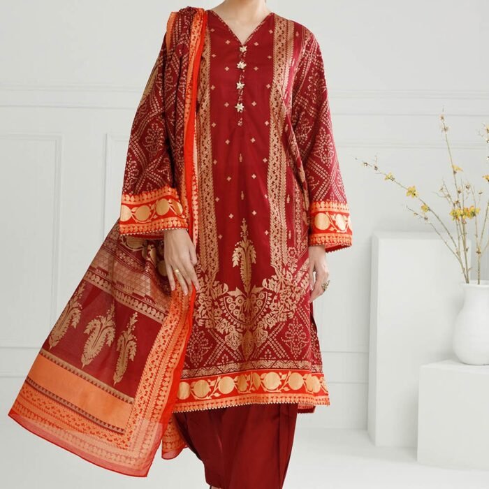 3 Piece Unstitched Gold Printed Lawn Suit CL-52124-A