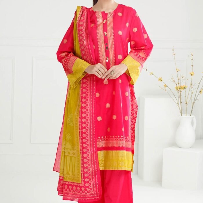 3 Piece Unstitched Gold Printed Lawn Suit CL-52120-B