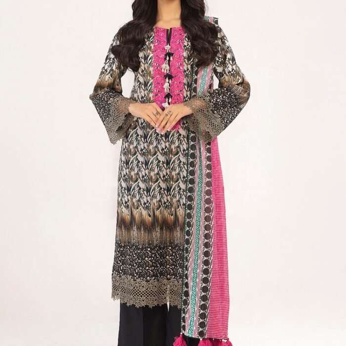 3 Piece Unstitched Embroidered Printed Lawn Suit with Printed Lawn Dupatta CL-52314