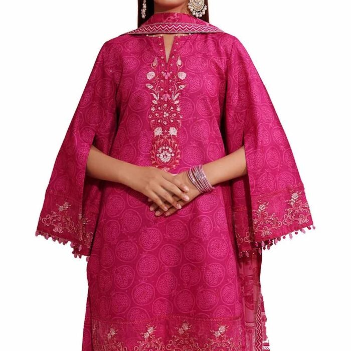 3 Piece Unstitched Embroidered Printed Suit with Embroidered Printed Lawn Dupatta CL-42106