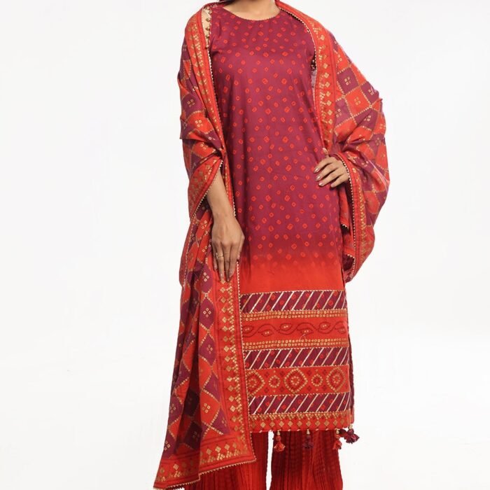 3 Piece Unstitched Gold Printed Lawn Suit CL-52410 B