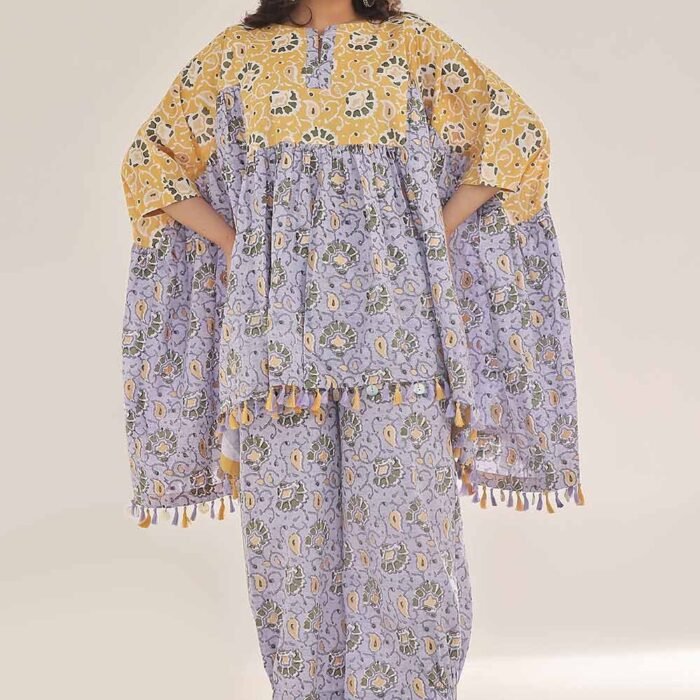 Unstitched Gold Printed Lawn Shirt SL-42035 A